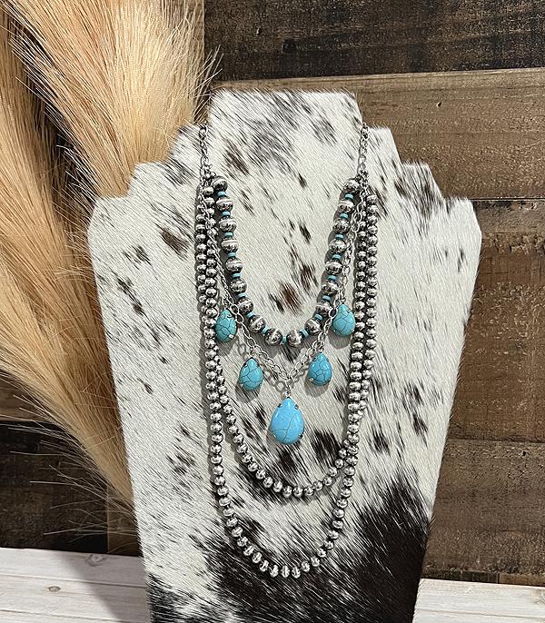 Navajo Pearl Bead Layered Necklace