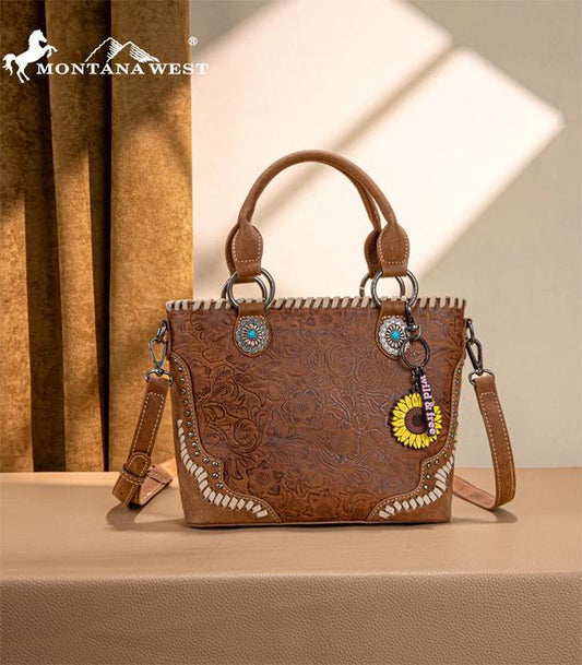 Montana West Embossed Collection Tote/Crossbody Bag MW1335-8360BR