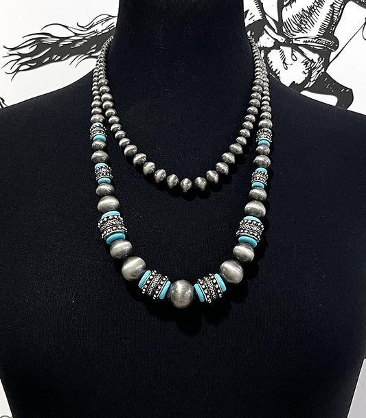 Navajo Pearl Bead Layered Necklace
