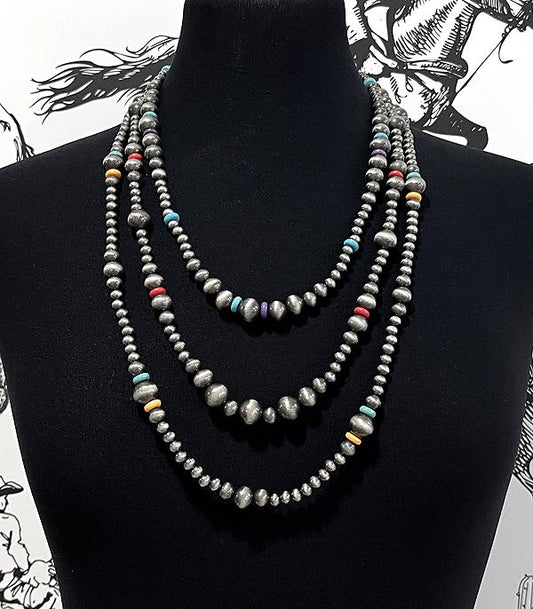 Navajo Pearl Bead Layered Necklace