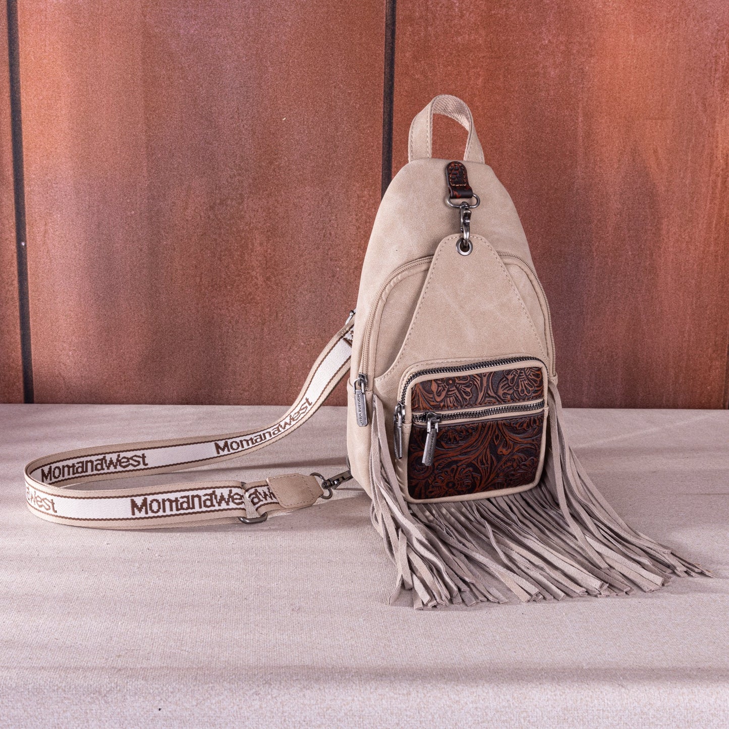 Montana West Tooled Fringe Sling Bag MW1276-S9110