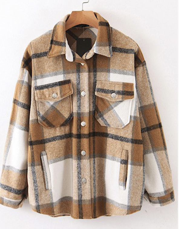 Oversized plaid flannel jacket