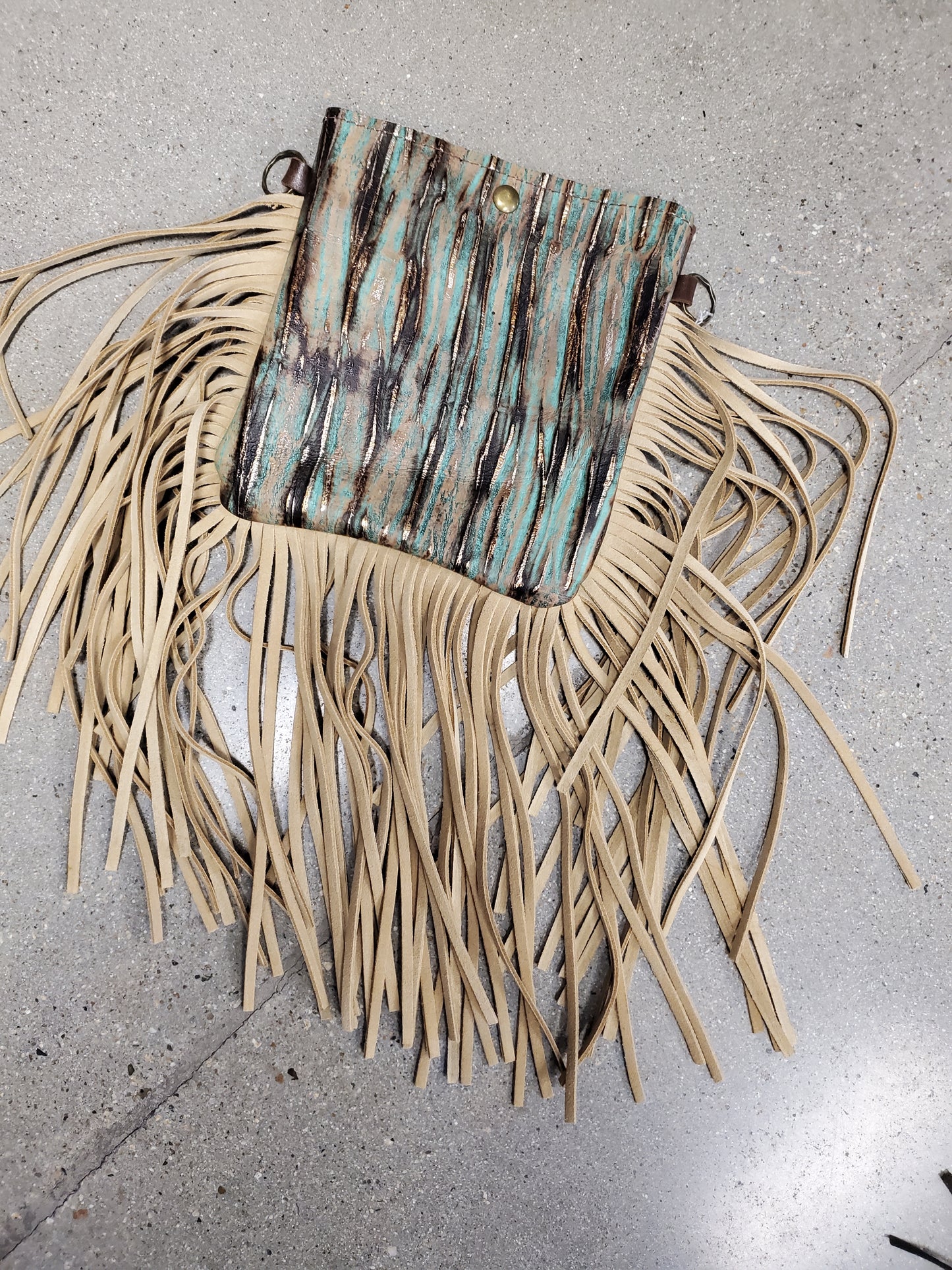 Small bag Turquoise Chateau Leather Full Fringe