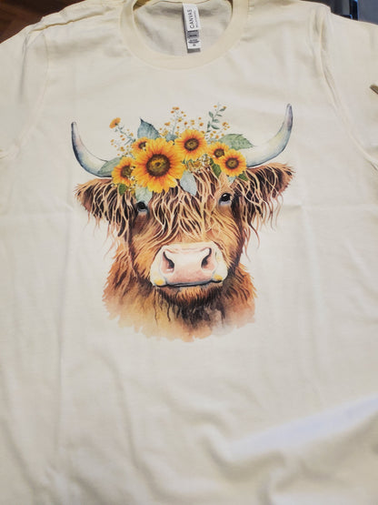 Sunflower Highlander Cow T-Shirt