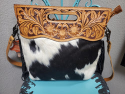 American Darling Black/White Cowhide Handbag