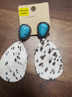 Turquoise Leather Earrings