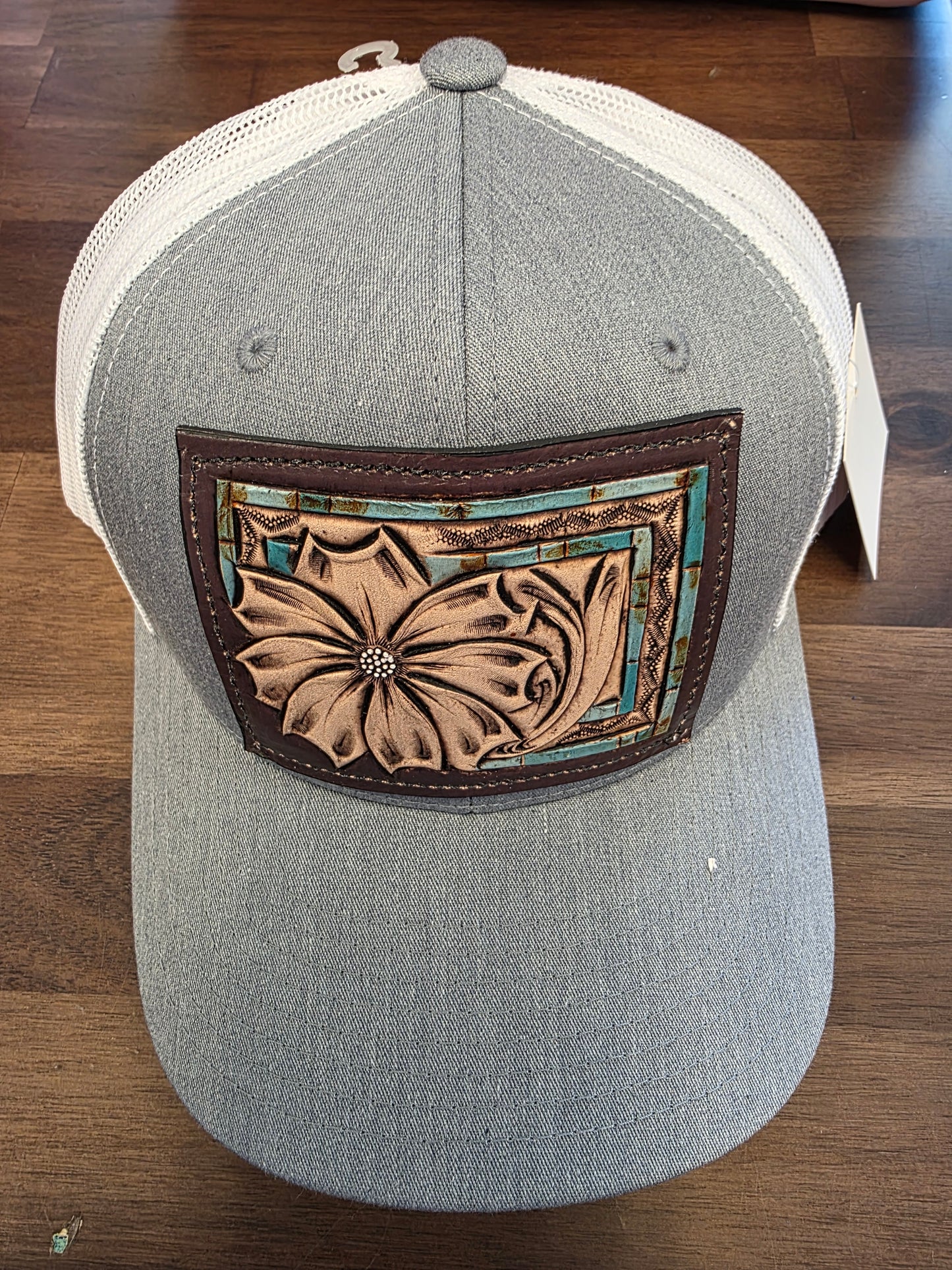 Hand Tooled Leather Patch Cap Western Cowgirl