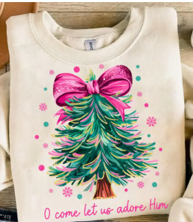 O Come Let Us Adore Him Christmas Tree T-Shirt