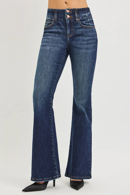 TUMMY CONTROL 4 WAY STRETCH MID RISE STRAIGHT JEANS PF21561
