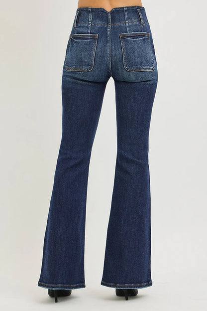 TUMMY CONTROL 4 WAY STRETCH MID RISE STRAIGHT JEANS PF21561