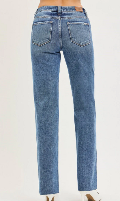 Risen Jeans - Mid-Rise Tummy Control 4-Way Stretch Straight Leg Jeans (32.5" Inseam) - PS21654