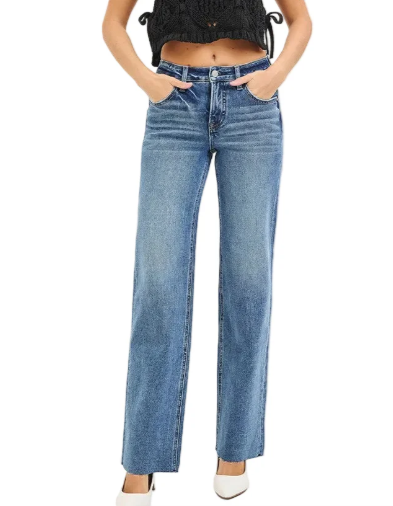 Risen Jeans - Mid-Rise Tummy Control 4-Way Stretch Straight Leg Jeans (32.5" Inseam) - PS21654