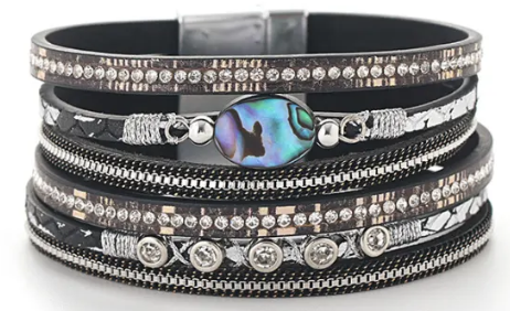 Crystals and Stones Multilayer Bracelet