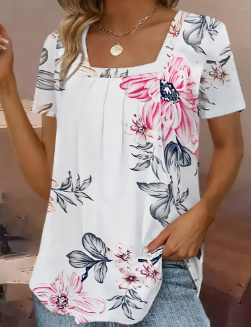 Square Neck Floral Blouse