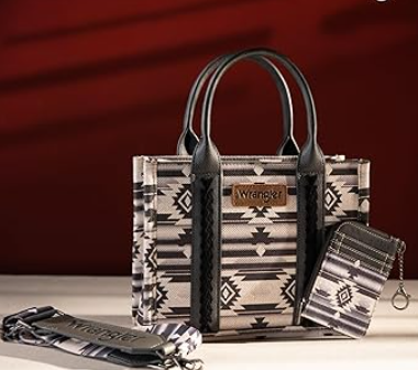 Wrangler Aztec Small Tote/Crossbody and Card Case Set 2Pc- Black WG2203-8120SW