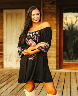 Black Aztec Embroidered Dress