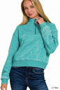 Acid Wash Fleece Half Zip Pullover
