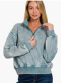 Acid Wash Fleece Half Zip Pullover