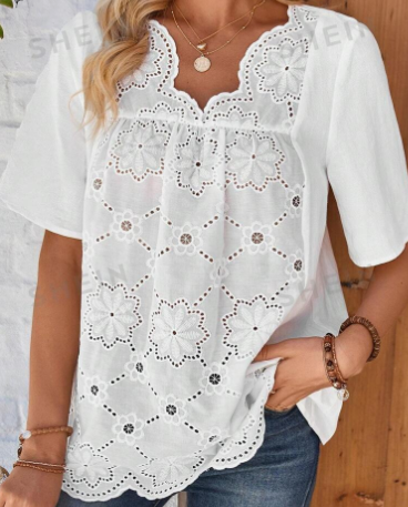 Emery Rose Eyelet Blouse