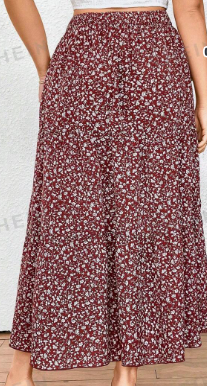 Burgundy Floral Skirt