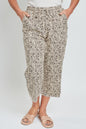 High Rise Linen Capri Pant With Frayed Pocket And Hem