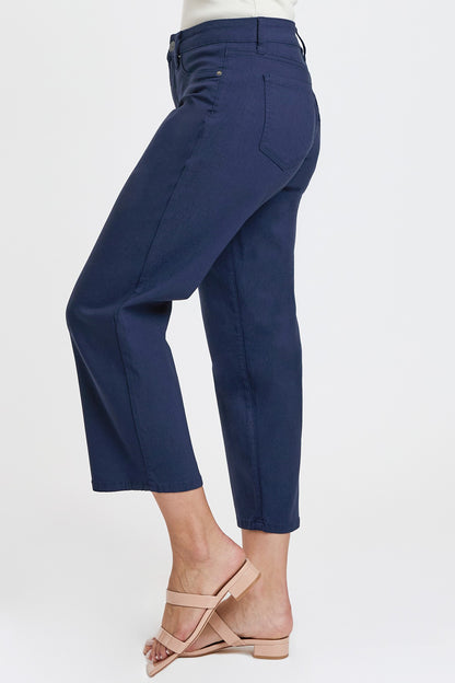Hyperstretch High Rise Cropped Wide Leg Flood Pant Navy