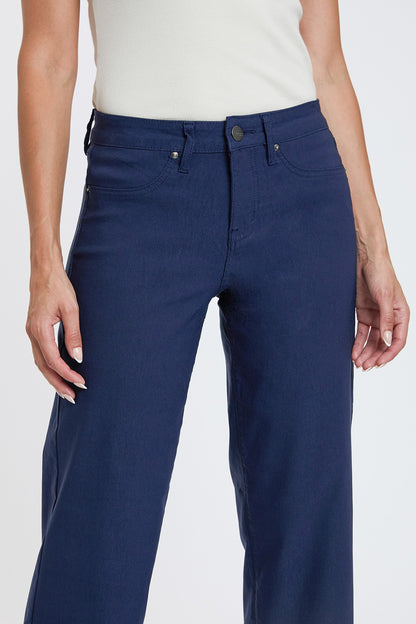 Hyperstretch High Rise Cropped Wide Leg Flood Pant Navy