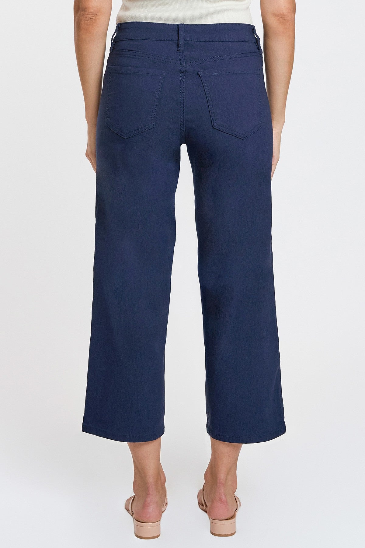 Hyperstretch High Rise Cropped Wide Leg Flood Pant Navy