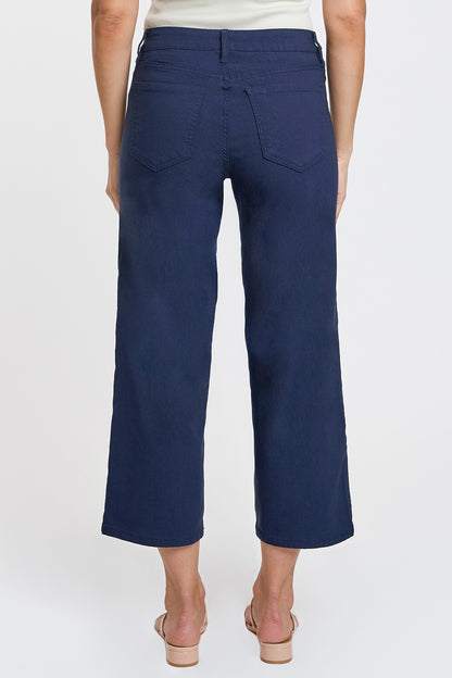 Hyperstretch High Rise Cropped Wide Leg Flood Pant Navy