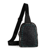 MW1324G-2101 Montana West Floral Tooled Genuine Cowhide Hair-On Trimmed Sling Bag - Black