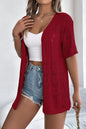 Open Knit Hollow Out Short Sleeve Cardigan