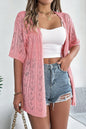 Open Knit Hollow Out Short Sleeve Cardigan