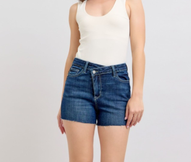 Judy Blue High Waist Criss Cross Shorts 150349