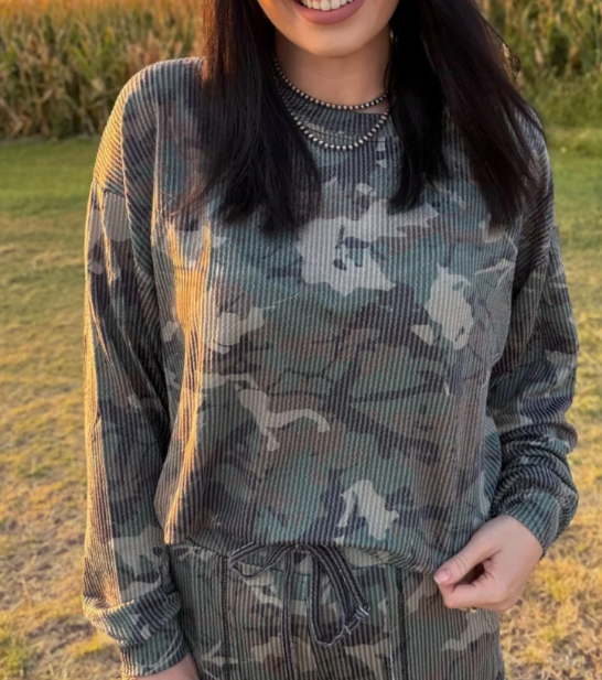 Canyon Camo Sweater Top