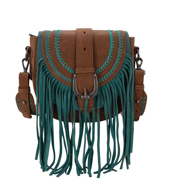 Montana West Buckle Fringe Collection Saddle Bag/Crossbody