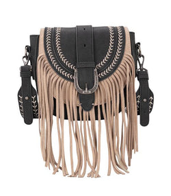 Montana West Buckle Fringe Collection Saddle Bag/Crossbody