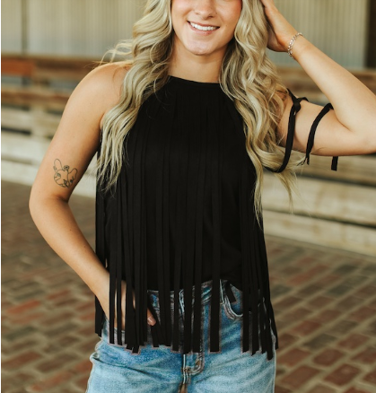 Double Tier Fringe Tank Top