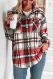 Plaid Flannel Button Down Pocketed Shacket Jacket