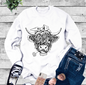 Highland Hairy Cow with Flower - Crew Neck