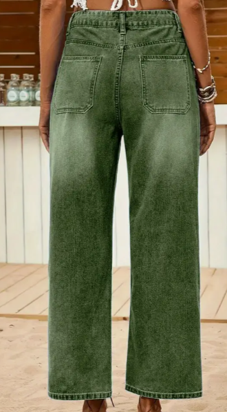 Women's High Waisted Cropped Jeans with Elastic Waist & Button Closure