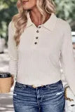 Turndown Collar Button Knitting Top