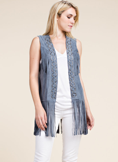 SUEDE VEST WITH FRINGE
