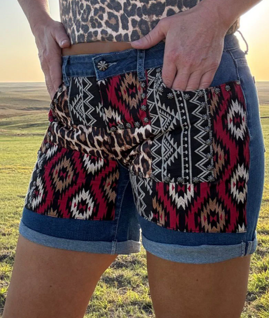 Patched Up Shorts - Leopard Long