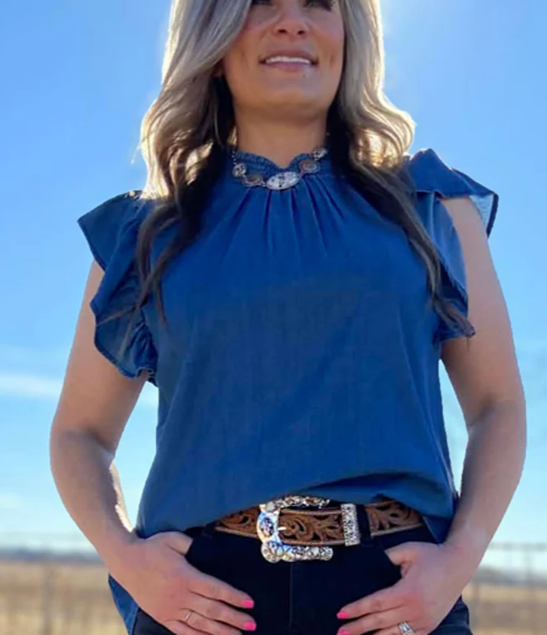Babydoll Top Denim - Dark Wash