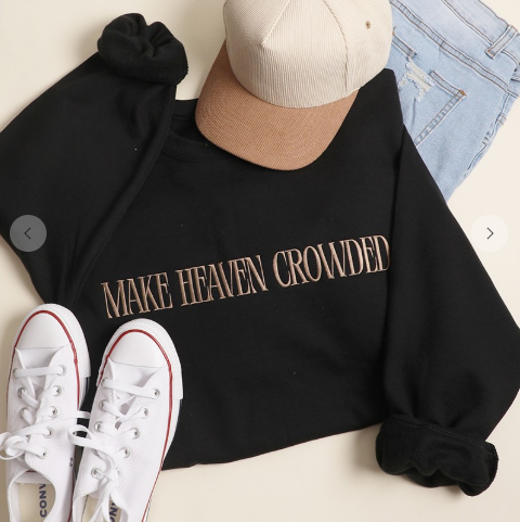Make Heaven Crowded Embroidered Fleece Sweatshirt