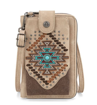 MW1315-183 TN Montana West Embroidered Aztec Collection Phone Wallet/Crossbody