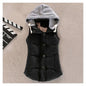 Short Hooded Drawstring Cotton Vest