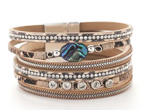 Crystals and Stones Multilayer Bracelet