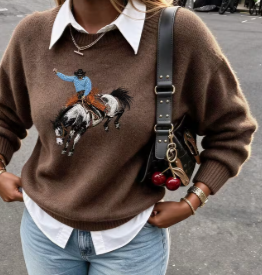 Western Rodeo Horse Riding Sweater