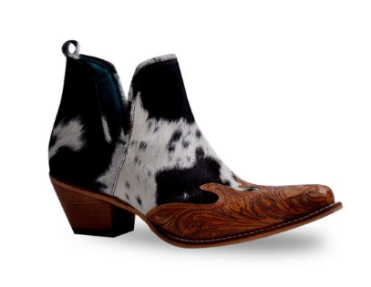 Frisco Blossom Hair-on Hide & Hand-tooled Boots